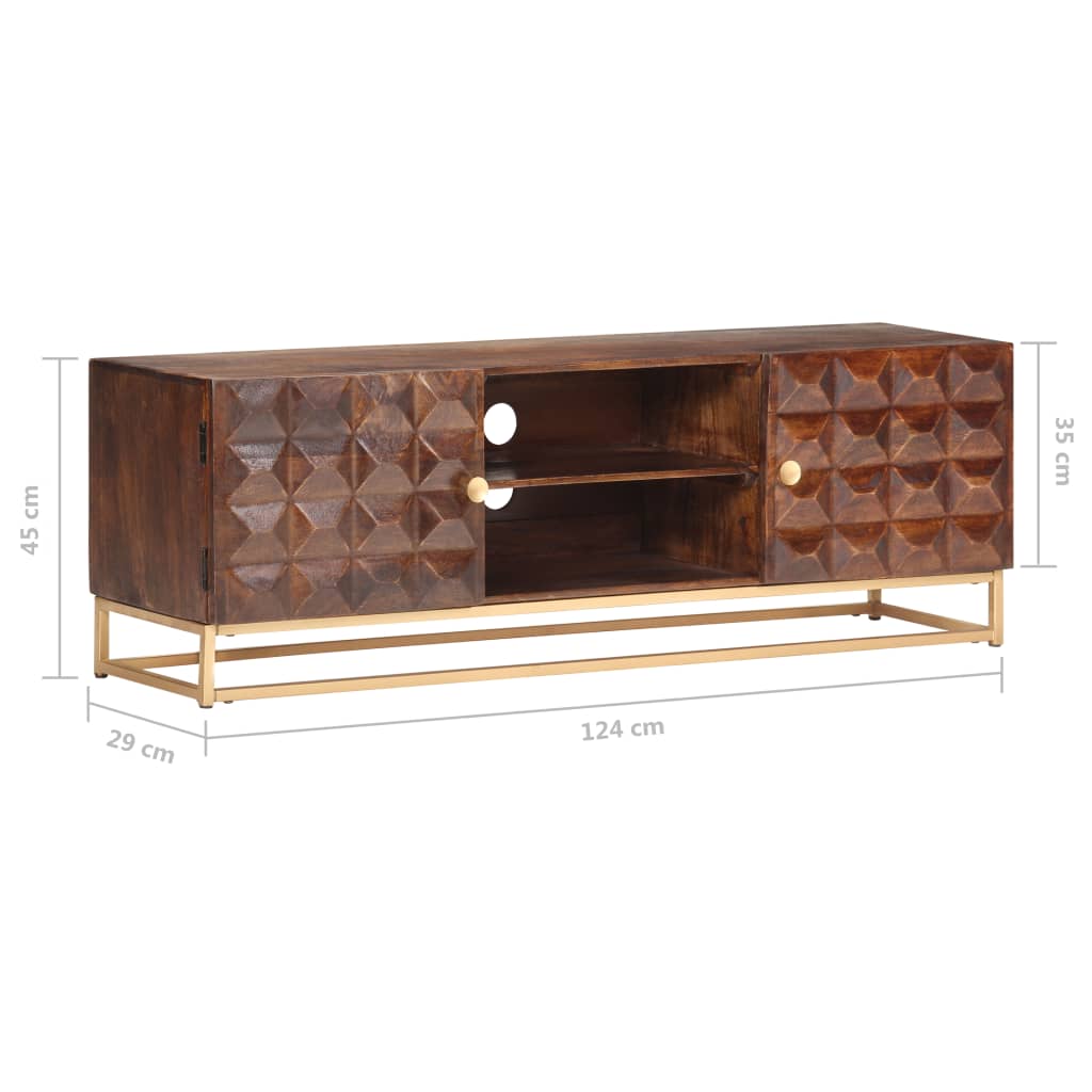 TV Cabinet 124x29x45 cm Solid Mango Wood
